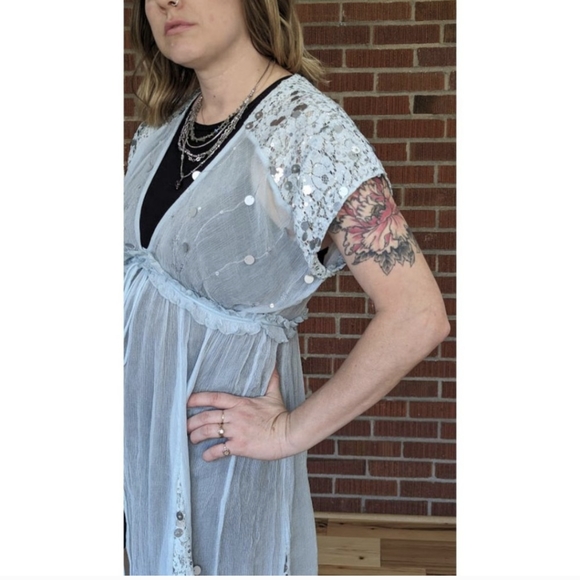 Free People Make A Splash Embellished Maxi Top / Mermaid Combo - Picture 6 of 12